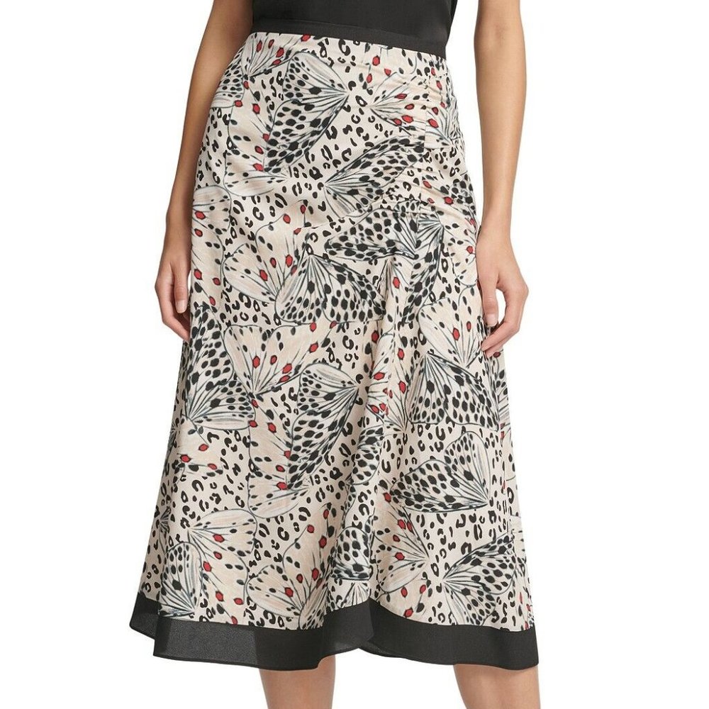 NWT Women's DKNY Midi Skirt Sheer Hem 14 Retail 89